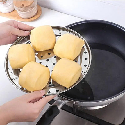3pcs Stainless Steel Steamer Basket Steamer Tray Rack Waterproof Steam Cooking