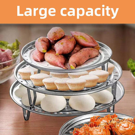 3pcs Stainless Steel Steamer Basket Steamer Tray Rack Waterproof Steam Cooking
