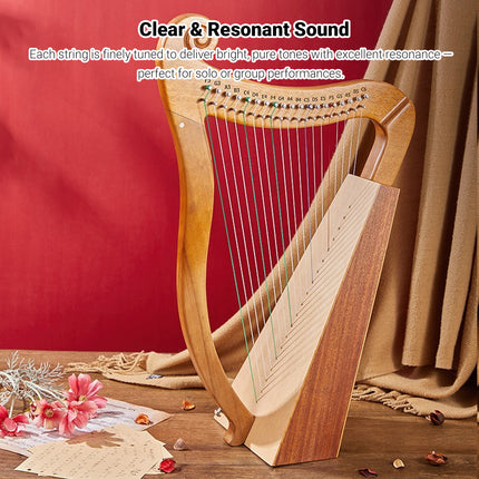 19 String Lyre Harp Professional Acoustic for Beginners Home Music Practice