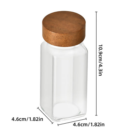 6PCS Glass Spice Jars with Wooden Lids and Labels for Kitchen Pantry Storage Use
