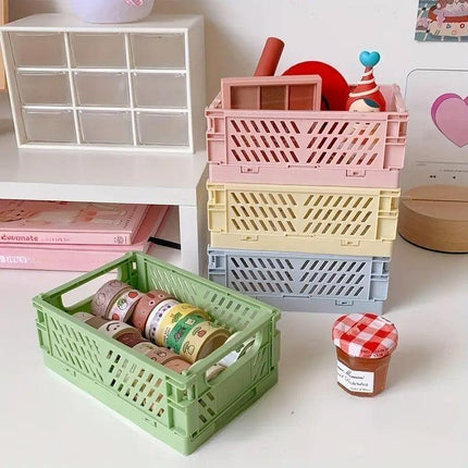 4PCS Collapsible Plastic Storage Box Desktop Organizer Basket Storage Container