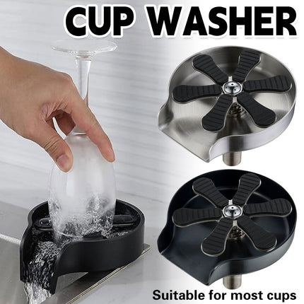 Stainless Steel Auto Glass Rinser Bottle Washer Coffee Cup Kitchen Sink Bar Tool