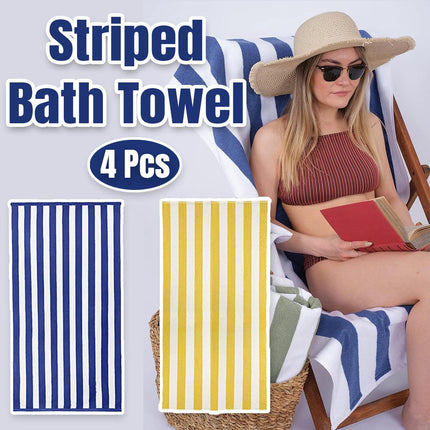 4pcs Striped Bath Towels 75x150cm Soft Absorbent Cotton Towels for Bathroom