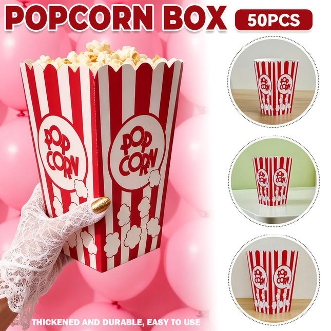 50PCS Popcorn Boxes Paperboard Greaseproof for Snack Food Serving Containers