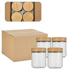 4PCS Glass Storage Jars 300/500ml with Bamboo Lids Clear for Kitchen Pantry