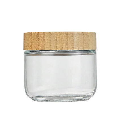 4PCS Glass Storage Jars 300/500ml with Bamboo Lids Clear for Kitchen Pantry
