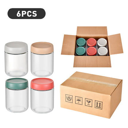 6PCS Glass Storage Can with Lids 16Oz Clear Leak-Proof for Kitchen Pantry Use