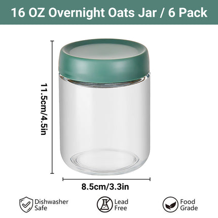 6PCS Glass Storage Can with Lids 16Oz Clear Leak-Proof for Kitchen Pantry Use