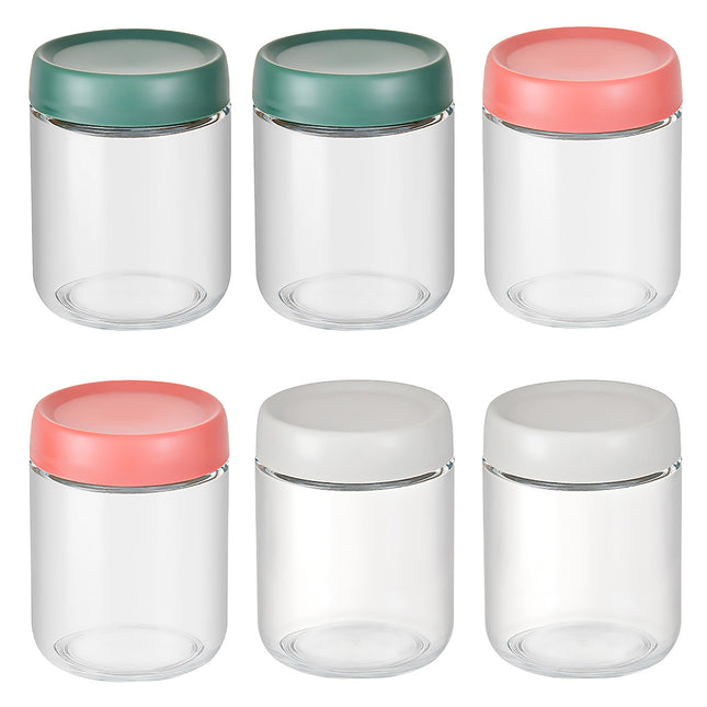 6PCS Glass Storage Can with Lids 16Oz Clear Leak-Proof for Kitchen Pantry Use
