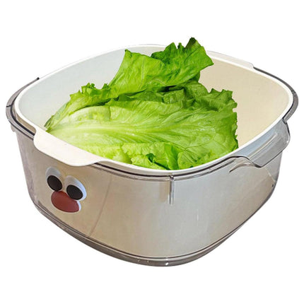 2 in 1 Cute Double Draining Fruit Basket Dishwashing Colander for Household