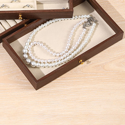 Multi Layer Wooden Jewelry Box Walnut Grain with Compartments Drawers Display