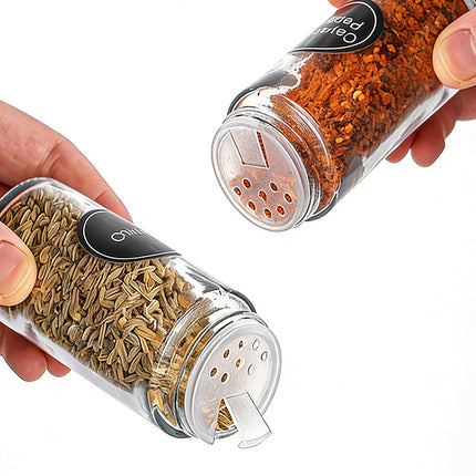 12PCS Glass Spice Jars with Lids and Labels 120ml for Kitchen Pantry Storage Use