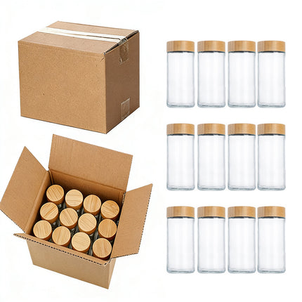 12PCS Glass Spice Jars with Lids and Labels 120ml for Kitchen Pantry Storage Use