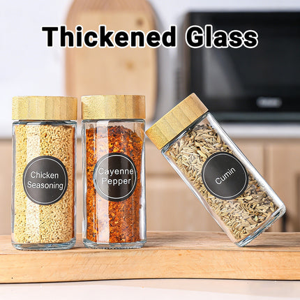 12PCS Glass Spice Jars with Lids and Labels 120ml for Kitchen Pantry Storage Use
