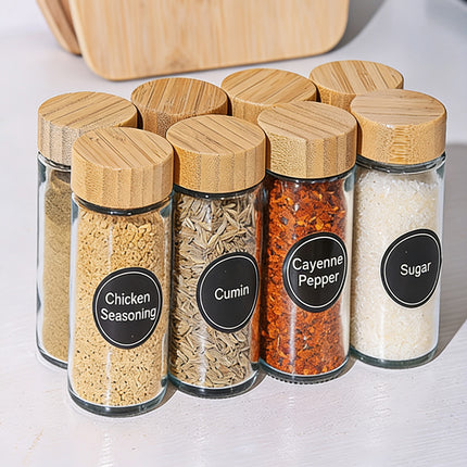 12PCS Glass Spice Jars with Lids and Labels 120ml for Kitchen Pantry Storage Use