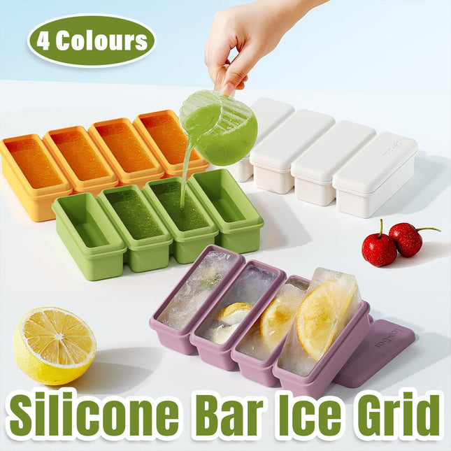 Silicone Ice Cube Moulds with Lid Bar Ice Compartment Home Ice Box for Drinks