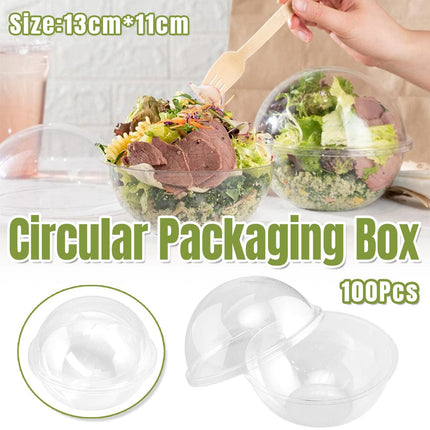 100pcs Transparent Round Ball Packing Box Cake Candy Baking Storage Container