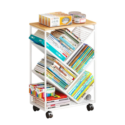 Mobile Wheeled Small Bookshelf Floor Storage Rack for Home Office Storage