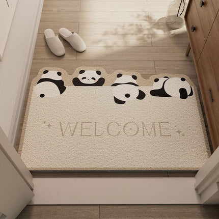 Cartoon Non Slip Household Silk Circle Floor Mat Durable Entryway Rug Can Be Cut