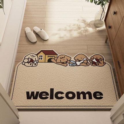 Cartoon Non Slip Household Silk Circle Floor Mat Durable Entryway Rug Can Be Cut