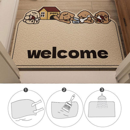Cartoon Non Slip Household Silk Circle Floor Mat Durable Entryway Rug Can Be Cut