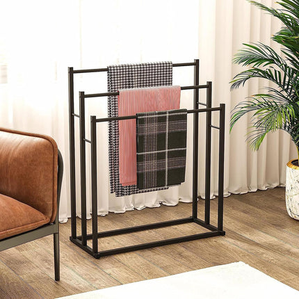 3 Bar Metal Floor-Standing Towel Rack 80x32.5x90cm Durable for Bathroom Bedroom
