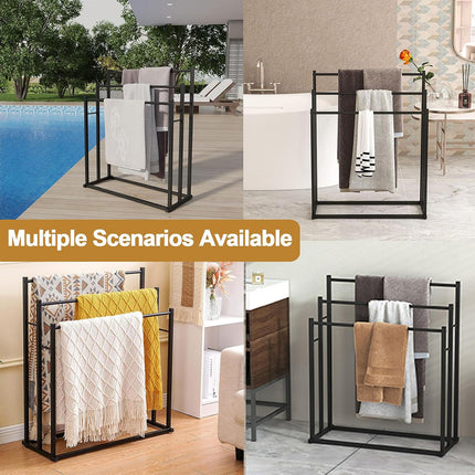 3 Bar Metal Floor-Standing Towel Rack 80x32.5x90cm Durable for Bathroom Bedroom