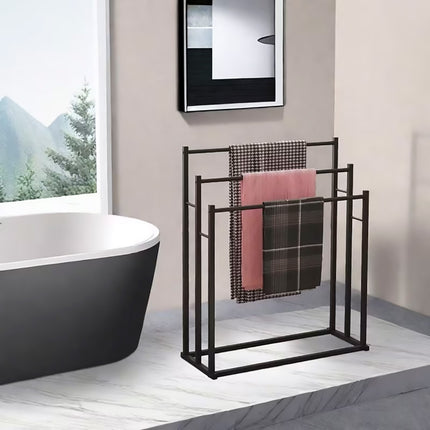 3 Bar Metal Floor-Standing Towel Rack 80x32.5x90cm Durable for Bathroom Bedroom