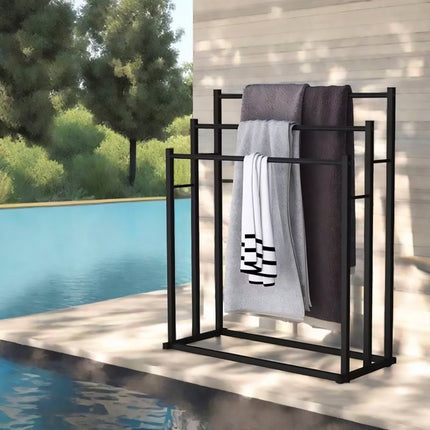 3 Bar Metal Floor-Standing Towel Rack 80x32.5x90cm Durable for Bathroom Bedroom