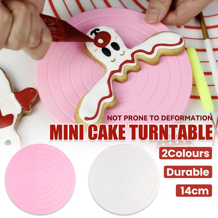 Mini Cake Turntable 14cm Manually Rotating Stand for Cake Decorating Baking Use