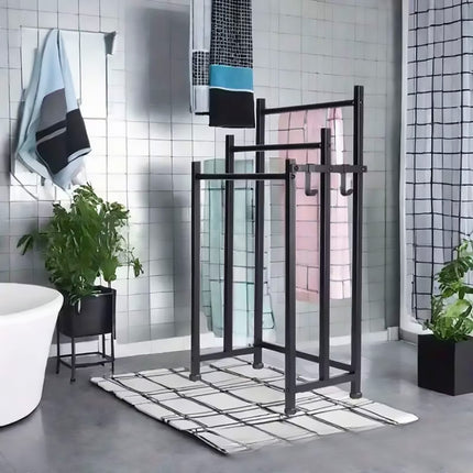 3 Bar Metal Floor-Standing Towel Rack 46x26x86cm Durable for Bathroom Bedroom