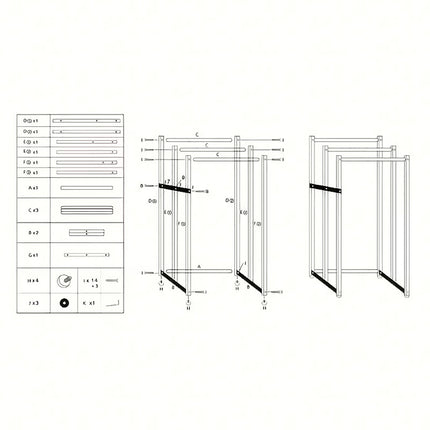 3 Bar Metal Floor-Standing Towel Rack 46x26x86cm Durable for Bathroom Bedroom