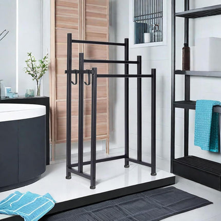3 Bar Metal Floor-Standing Towel Rack 46x26x86cm Durable for Bathroom Bedroom