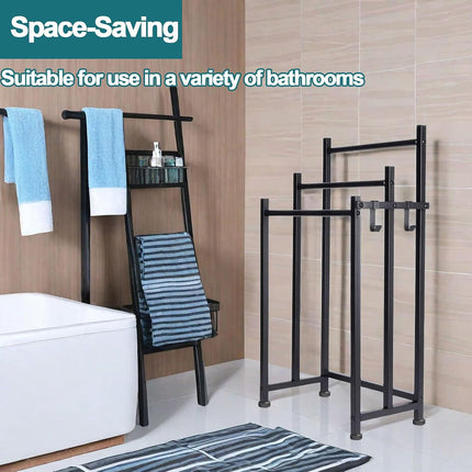 3 Bar Metal Floor-Standing Towel Rack 46x26x86cm Durable for Bathroom Bedroom