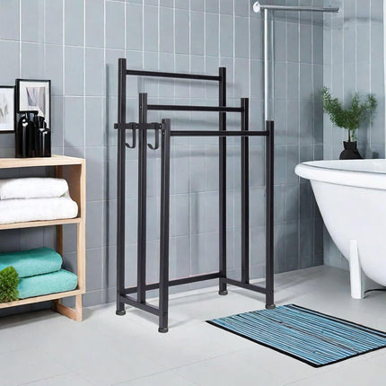 3 Bar Metal Floor-Standing Towel Rack 46x26x86cm Durable for Bathroom Bedroom