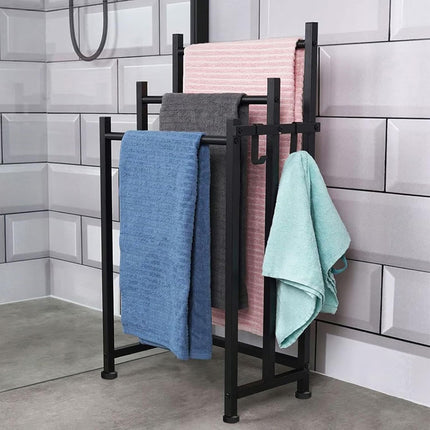 3 Bar Metal Floor-Standing Towel Rack 46x26x86cm Durable for Bathroom Bedroom