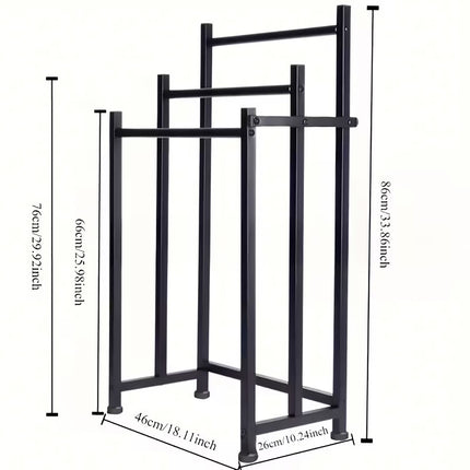 3 Bar Metal Floor-Standing Towel Rack 46x26x86cm Durable for Bathroom Bedroom