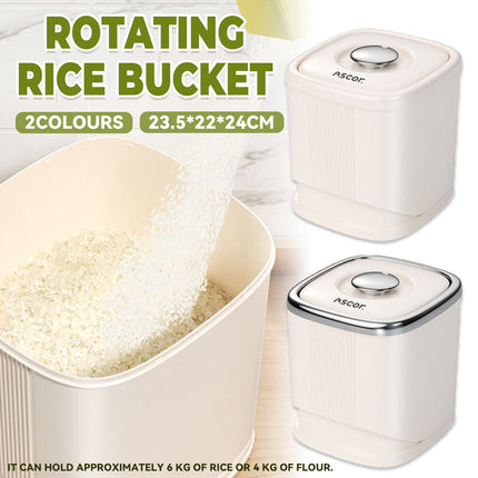 Rotating Rice Bucket Durable Large Capacity for Kitchen Grain Flour Rice Use