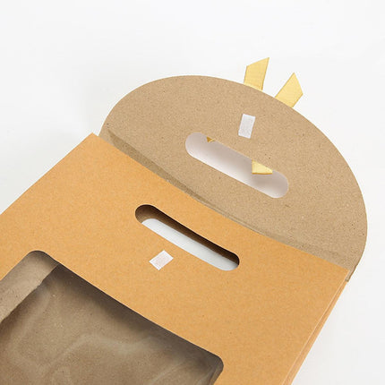 24PCS Kraft Paper Gift Bag Window Handheld Bow Clamshell Packaging Shopping Bag