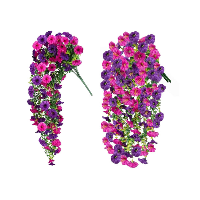 3PCS Artificial Morning Glory Vine Hanging Wall Decoration Flower Decor Garden