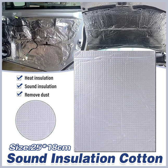Car Soundproof Cotton Pad 25x18cm Self Adhesive Aluminum Foil Insulation Sheet