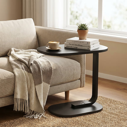 C-Shape Bedside End Table Nightstand Space Saving for Living Room Bedroom Use