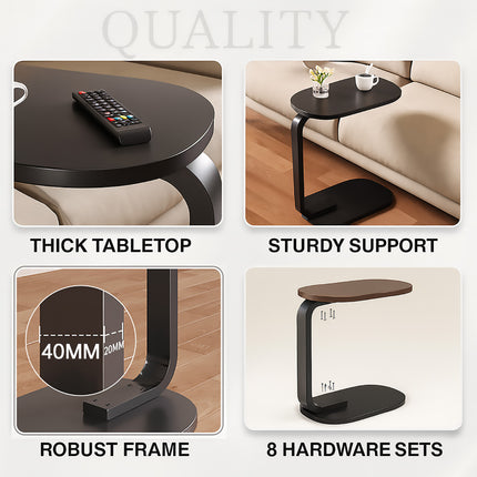 C-Shape Bedside End Table Nightstand Space Saving for Living Room Bedroom Use