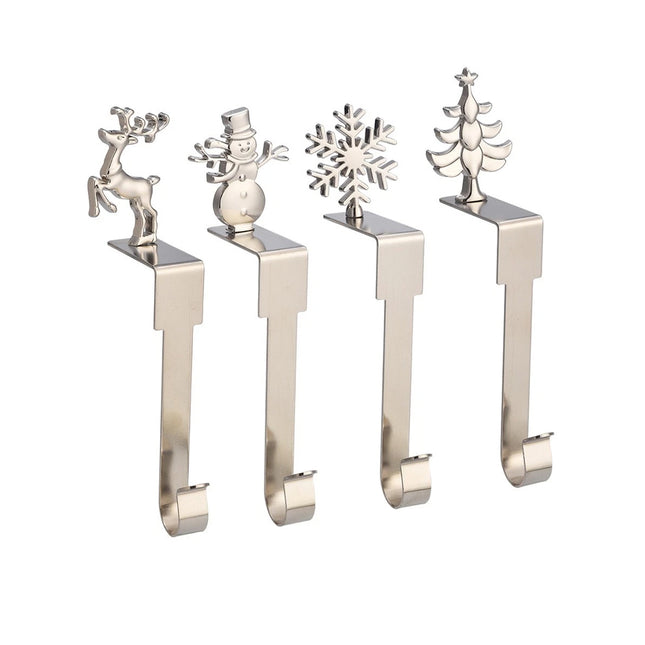4 Pcs Christmas Stocking Hanger Fireplace Clip Metal Holder Hooks Xmas Tools