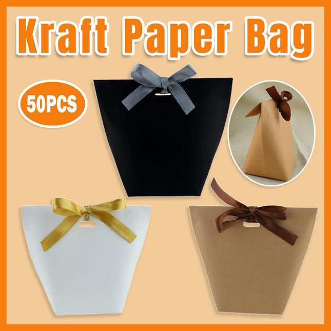 50PCS Kraft Paper Bag Party Candy Treat Storage Bag Recyclable Gift Shopping Bag