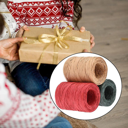 3 Rolls Raffia Paper Rope Gift Wrapping String Decorative Tie for Crafts Packing