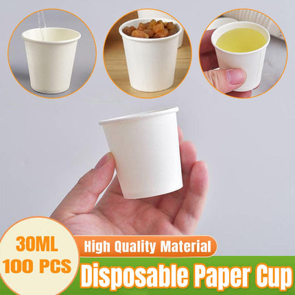 Small Paper Tasting Cups 100pcs White 30ml Disposable Sampling Drink Cups