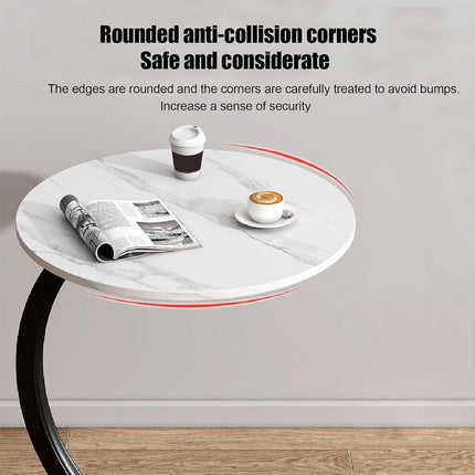 C Shaped Snack Side Table for Sofa Couch Small End Table for Living Room Bedroom