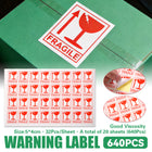 640PCS Fragile Sticker Labels Self Adhesive Logistics Shipping Carton Box Use