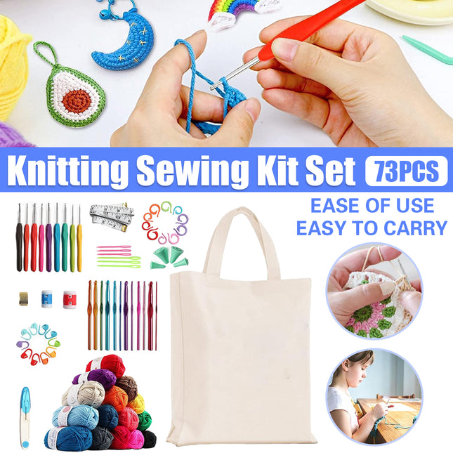 73PCS Knitting Sewing Kit Set with Needles Threads Scissors for Sewing Projects